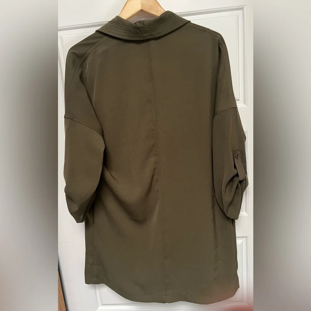 Max Studio Olive Trench Coat - Picture 4 of 4